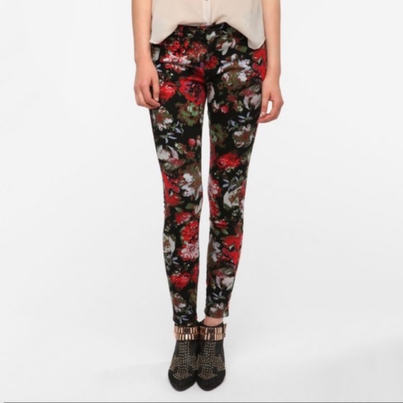 BDG Denim - UO BDG Black and Red Floral Jeans